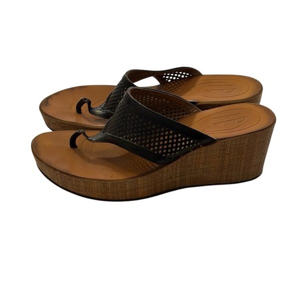 Clarks Collection Womens Avaleen Ocean Platform Wedge Thong Sandals Black Size 9 - Picture 7 of 10